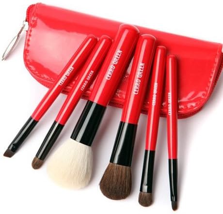 Makeup Brushes Set - Cosmetic Brushes And Pouch Case Kit - Best Professional Make Up Brush Set With Bag Natural Animal Hairs 6pcs Red