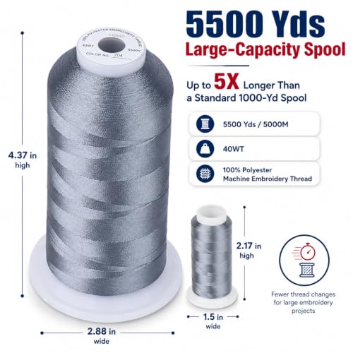 Image of Simthread 5000M 40WT Polyester Embroidery Thread, Color 704 | 5000M 40WT polyester thread feeds smoothly for machine embroidery, monograms, logos, patches and quilting.