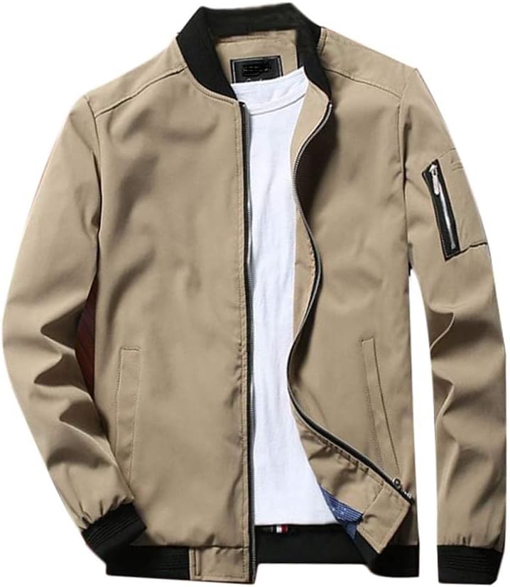 Lavnis Men's Flight Bomber Jacket Lightweight Softshell Coat Sportwear Zipper Windbreaker