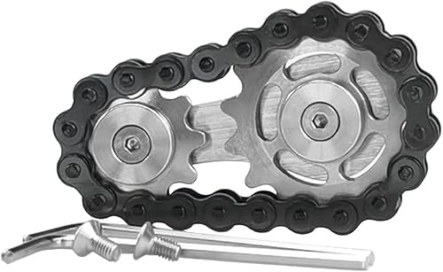 FREELOVE Piñones para la ansiedad para niños adultos, engranajes de bicicleta de metal, bloque de enlace, escritorio cinético, EDC rodante, autismo,