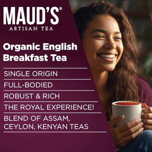 Image of Maud's Organic English Breakfast Black Tea Pods, 24ct | Gourmet Blended Black Tea Leaves in Single Serve Tea Pods - Compatible with Keurig Coffee Makers
