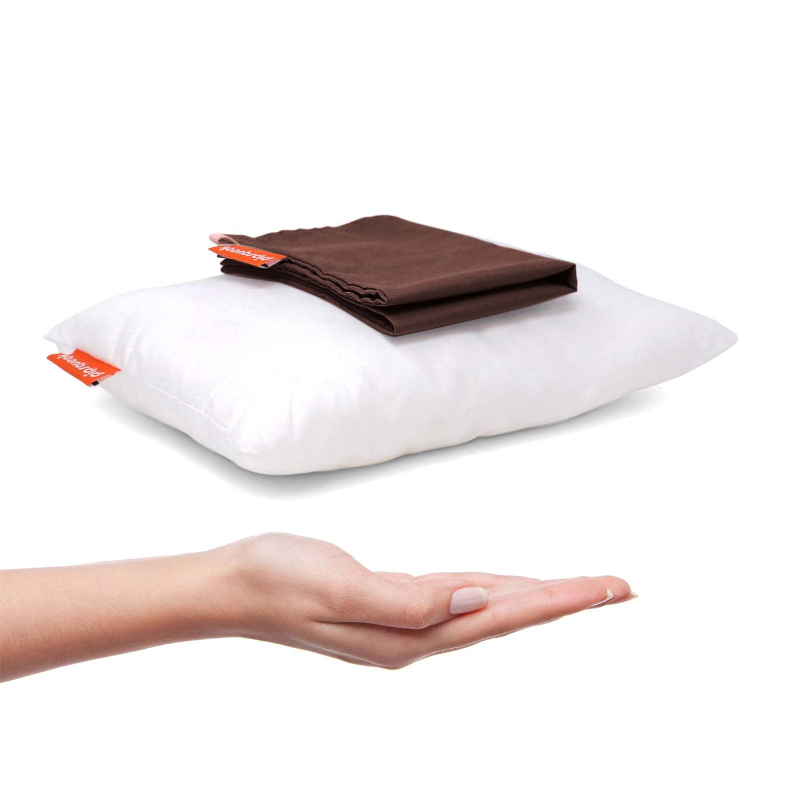 Urban Infant White Pillow W/ Brown Case Pipsqueak Pillow - Small, Mini, Tiny - 11 X 7 In - Perfect For Travel, Cars, Airplanes, Camping, Dogs, Toddlers, Kids, Lumbar, Knees And Neck - Ages 2 Yrs And Up