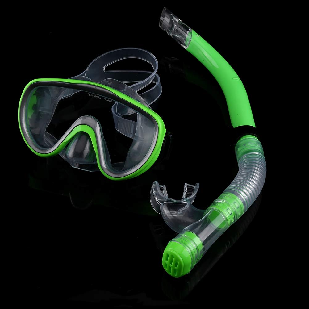 Snorkel Set, PVC Tempered Glass Mask Semi Dry Breathing Tube 4 Colors Professional Snorkeling Gear for Adults (D)