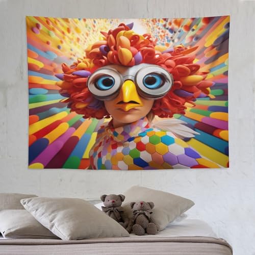 Tapisserie artistique poulet mignon grand format 150x200cm pour déco de chambre