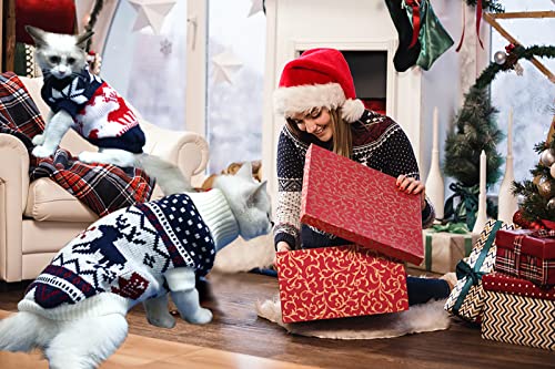 Vehomy 2Pcs Pet Puppy Christmas Sweaters Cat Sweater Kitten Knitwear Dog Xmas Clothes Navy Blue And Christmas White Sweaters With Reindeers Snowflakes Pattern For Kitten Cat Puppy Dog S #TOP6
