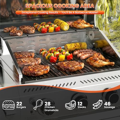Image of COWSAR Premium 3-Burner 34,000 BTU Propane Gas Grill with Side Burner