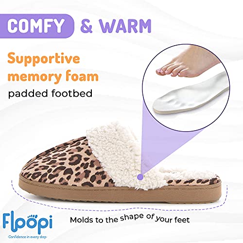 Floopi Womens Indoor Outdoor Soft Felt Fuax Fur Lined Open Back Slipper W/Memory Foam3