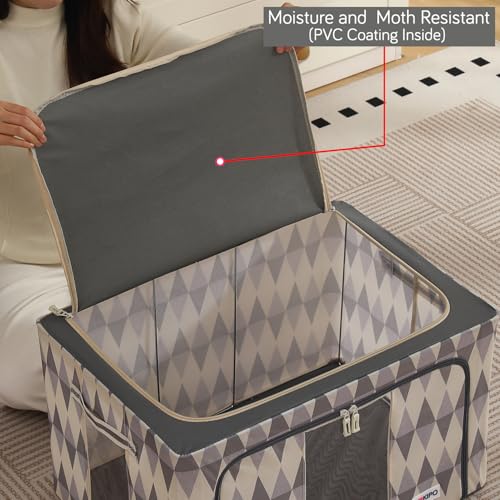 Image of HOKIPO 66L 600D Oxford Fabric Cloth Organizer for Storage, Ash Mirage Pack of 1 (AR-6486-GRY)