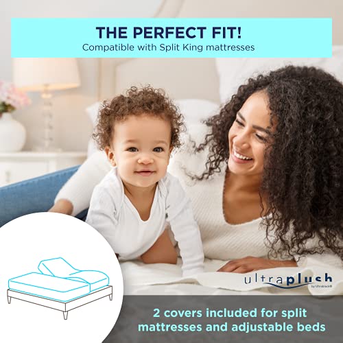 Ultrablock Ultra Plush Premium Waterproof Mattress Protector (Split King) – Ultra Soft, Breathable, Vinyl Free, Noiseless Mattress Cover, Fitted Style With Deep Pockets (15-18") #TOP1