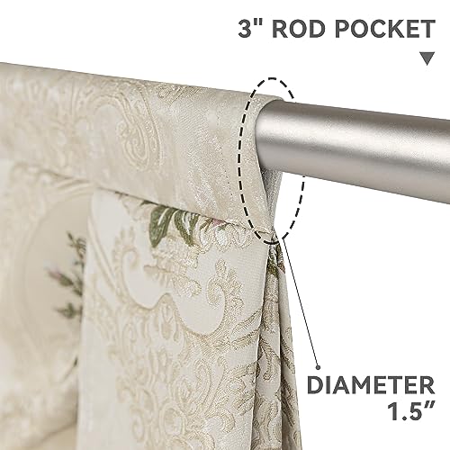 Loom and Mill Luxury Jacquard Waterfall Valance for Living Room Bedroom, Floral Damask Swag Window Valances with Tassels, Pearly Beige Swag Curtains for Banquet Holiday Decoration(W79Inch,1 Panel)