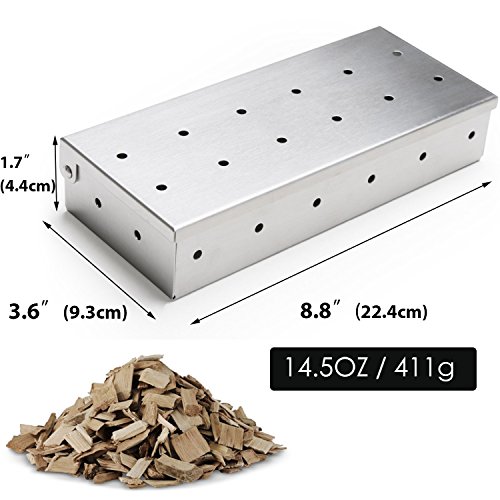 KEISSCO Stainless Steel Smoker Box for Gas Grill & Charcoal Grill, Large Wood Chip Smoker Box for Smoking Meat, Add Delicious Smoked Flavor, Warp Free Grilling Accessories for BBQ Lovers
