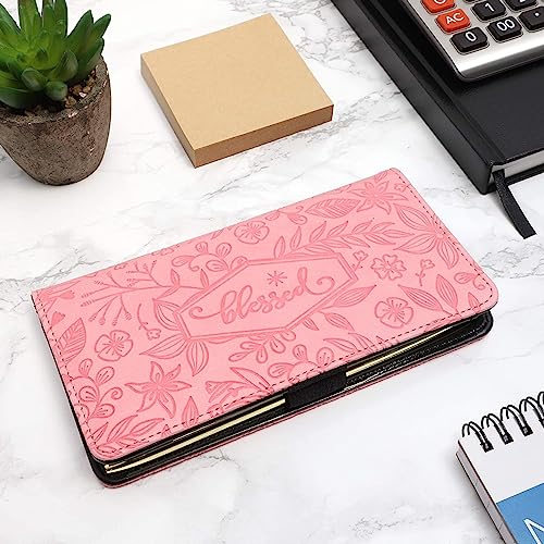 Floral Checkbook Cover For Women Card Holder Wallet For Checks & Credit Cards, Rfid Blocking (Pink) #TOP1