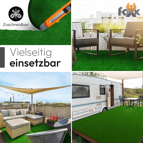 Kunstrasen 100x200 – Wetterfester Outdoor Teppich in Grün für Balkon, Terrasse & Garten | Robuster Filz Teppichboden als Rasen-Alternative
