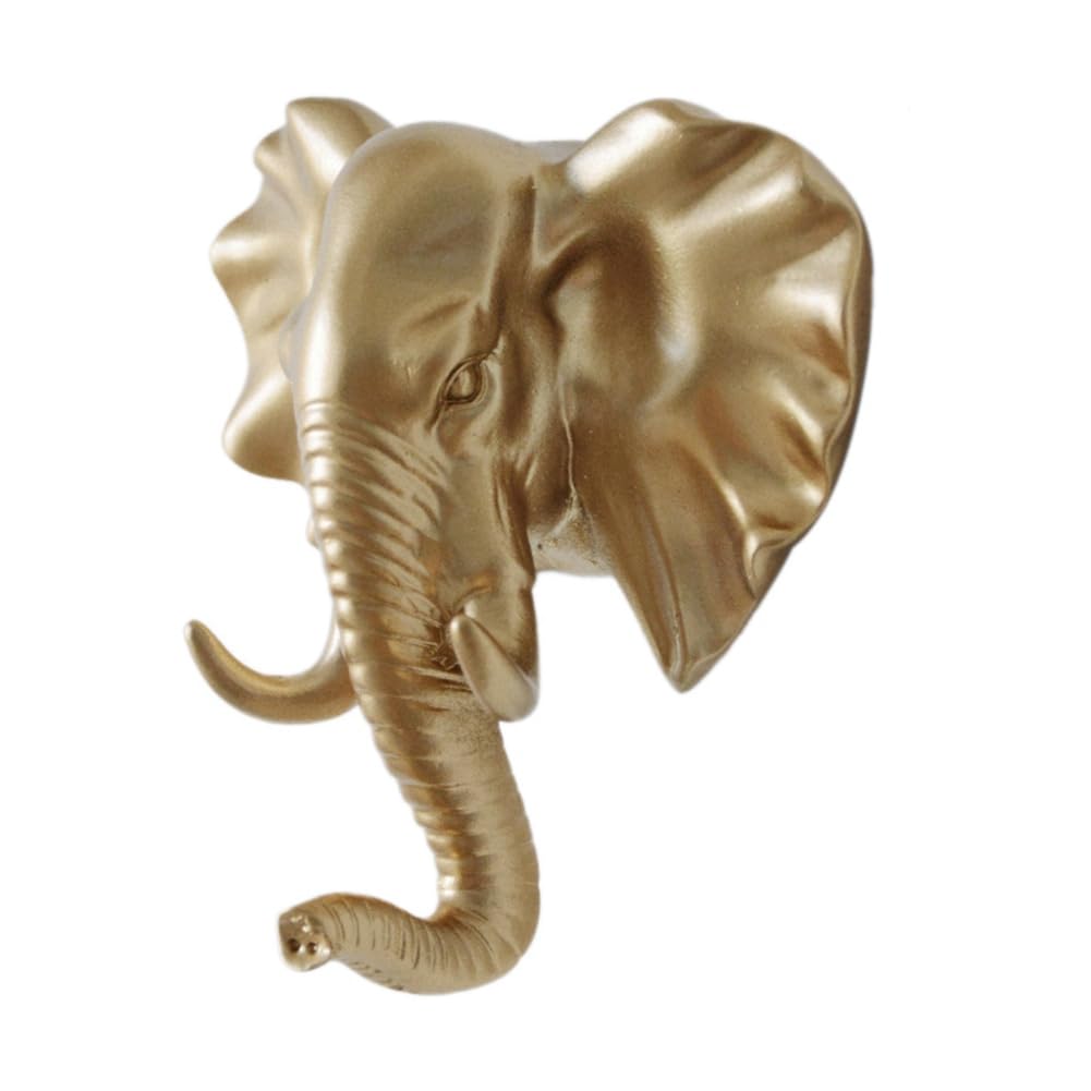 Rersduyt D Wall Mounte Hooks Animal Hea Rack Coat Caps Wall Hanger Horse Elephant Hooks Ecorative Ecor Bathroom Accessories E
