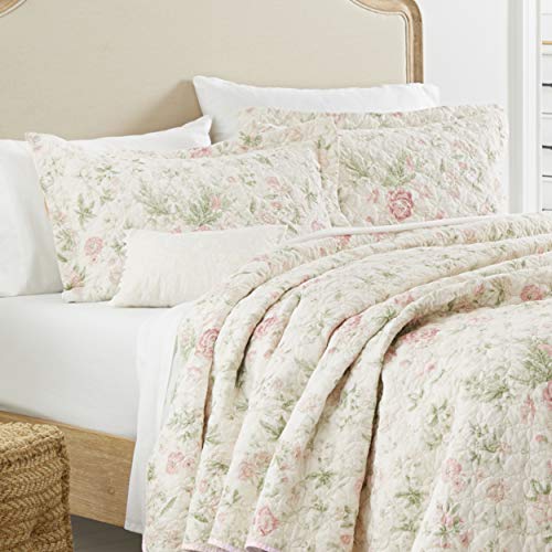 Laura Ashley - King Quilt Set, Reversible Cotton Bedding with Matching Shams, Lightweight Home Decor for All Seasons (Breezy Floral Pink/Green, King) by Laura Ashley - Image 8