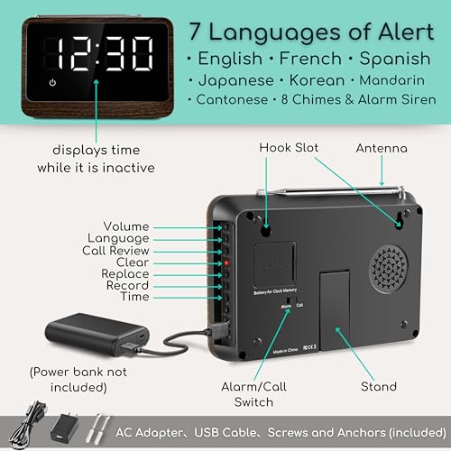 Callovo Nurse Call System Wireless Caregiver Pager Bell Buttons for Elderly at Home Call Light for Seniors Clinic, Elderly Monitoring, Care Facility, Restaurant Black Walnut
