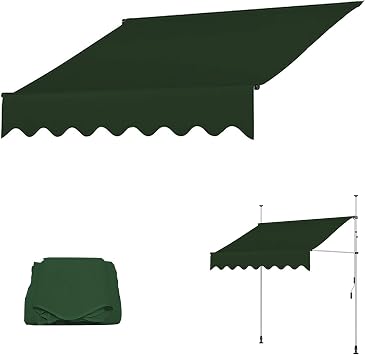 Patio Awning Fabric Replacement, Replacement Awning Fabric, Retractable Awning Canopy, 280g/m2 Polyester WaterproofColorGreen,Size200cm/78.7in