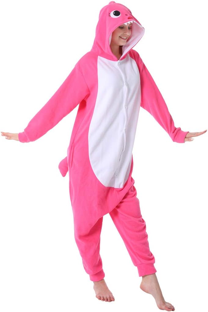 dressfan Cartoon Unisex Animal Grey Shark Costume Pajamas Adult Kids Teen Women Men - Image 2