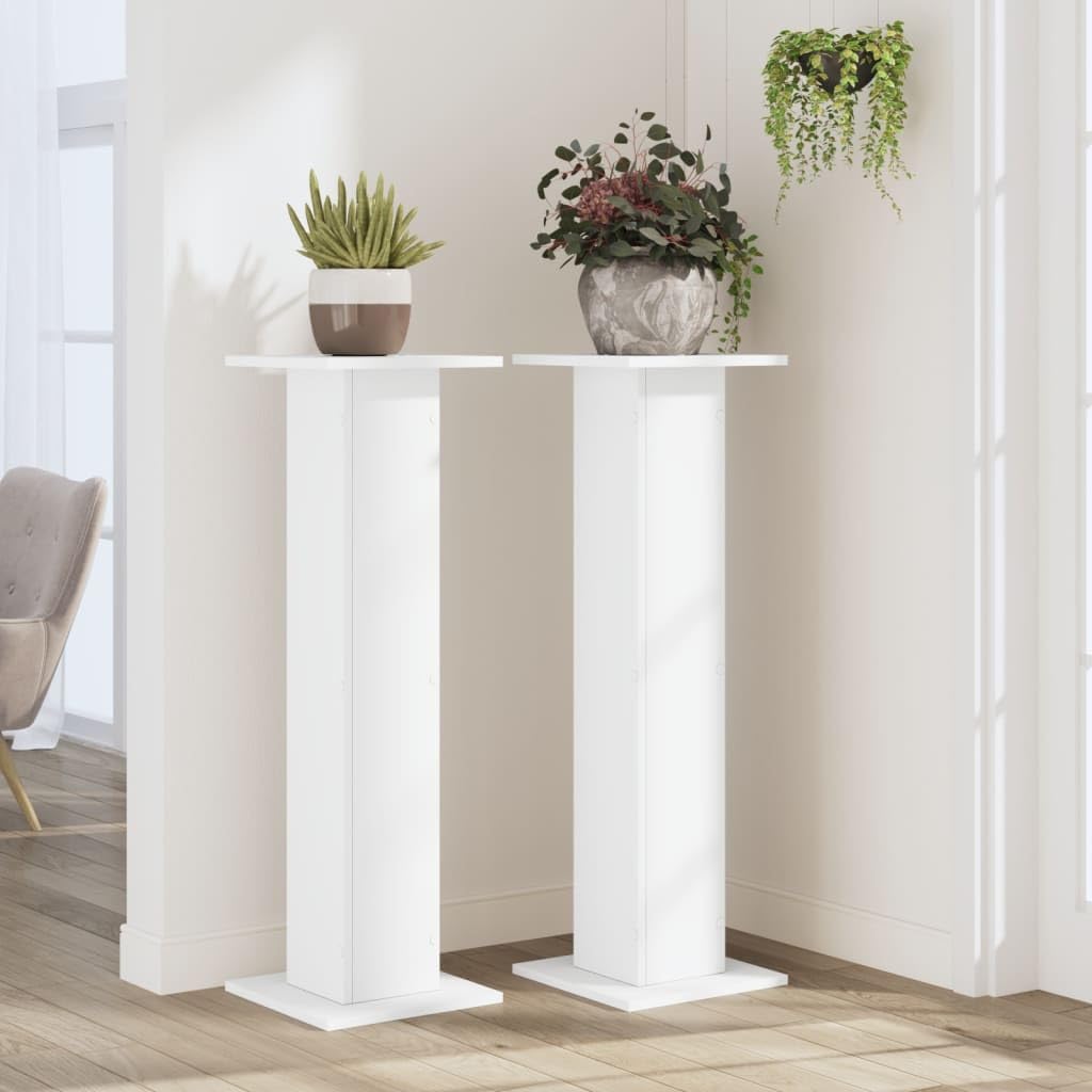 Stojak na rośliny 2 szt. biały 30 x 30 x 95 cm materiał drewnopochodny