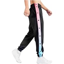 Womens Tear Away Pants Side Split Snap Open Bottom Sweatpants with Pockets, Post Surgery Breakaway Pants