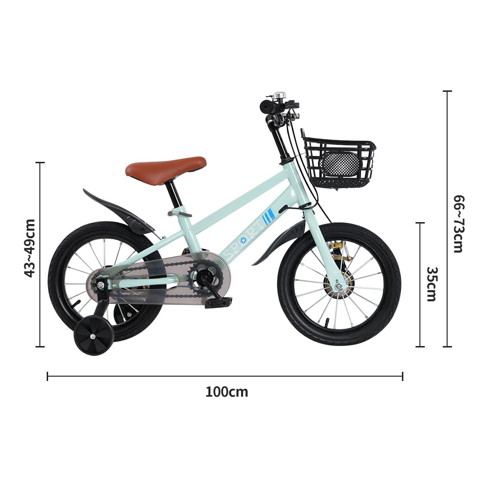 Homewell Vélo Enfant 12/14/16 Pouces – Roues Stabilisatrices, Guidon Et Selle Réglables, Panier, Pour 2-8 Ans