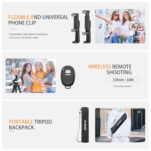 Image of 71″ Camera Tripod Aluminum Tall Tripod Stand for Canon Nikon Phone | with Wireless Remote Phone Holder and Travel Bag Max Load 6.6 LB