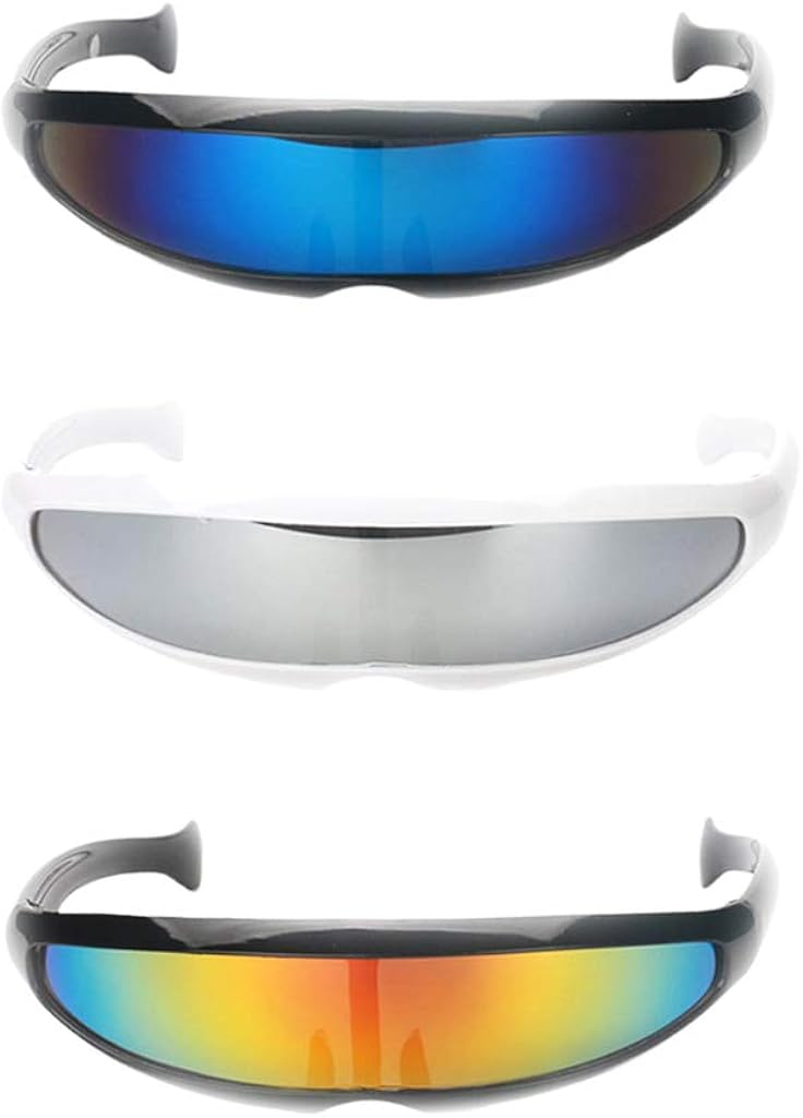 LoveinDIY 3/set Novelty Futuristic Cyclops Mirrored Sunglasses Glasses Costume Props : Clothing, Shoes & Jewelry