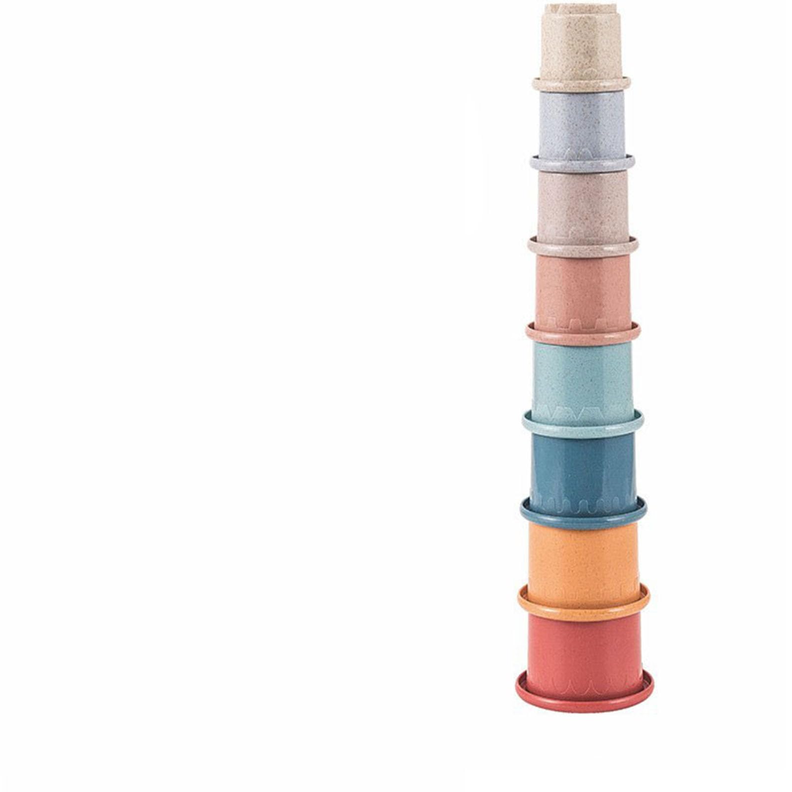Silikon Stapelbecher Baby, Stapelturm Baby Spielzeug ab 6 Monate, BPA-frei, Montessori Spielzeug Baby Motorikspielzeug, Weich Beißring Stapelsteine Badespielzeug Geschenk für Jungen Mädchen 1 Jahr (A)