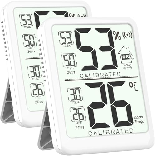 Antonki 2er-Pack Raumthermometer, digitales kleines Hygrometer Innenthermometer Luftfeuchtigkeitsmesser, Temperatur Luftfeuchtigkeitsmesser mit...