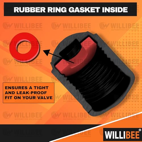 Image of WILLIBEE 40 Pcs (O Rubber Seal) Car Tyre Valve Caps | Universal Tyre Valve Cap Set for Car, Bike & Scooter | Dust-Proof Airtight Stem Caps | Tire Valve Cap