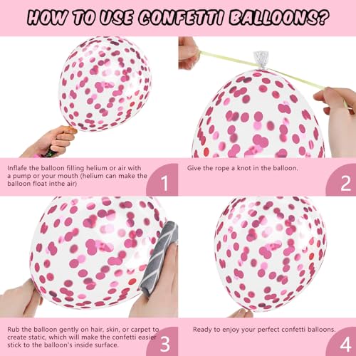 Image of Pink White Balloon Set, 60 PCS Metallic Birthday Balloons, Confetti and Macaron Latex Matte Balloons for Helium, Girls Women Baby Shower Wedding Supplies