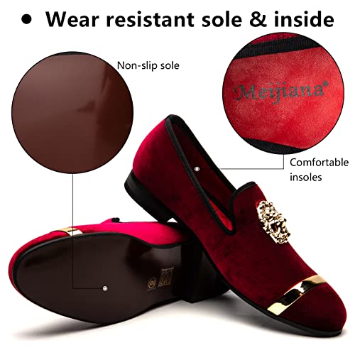 Image of Meijiana Men's Velvet Loafers - Fashion Casual Low-Heel Dress Shoes for Men with Rubber Sole & Metal Buckle - Perfect Business & Formal Attire, Stylish Mens Shoes