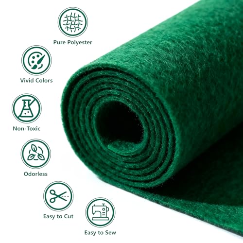 Image of Felt Fabric 36'' X 36'' Large Felt Sheets Stiff Craft Felt by The Yard for DIY Crafts Letter Coaster Flower Ornament Sewing Party Decoration Christmas Supplies Nonwoven (Pure Green)