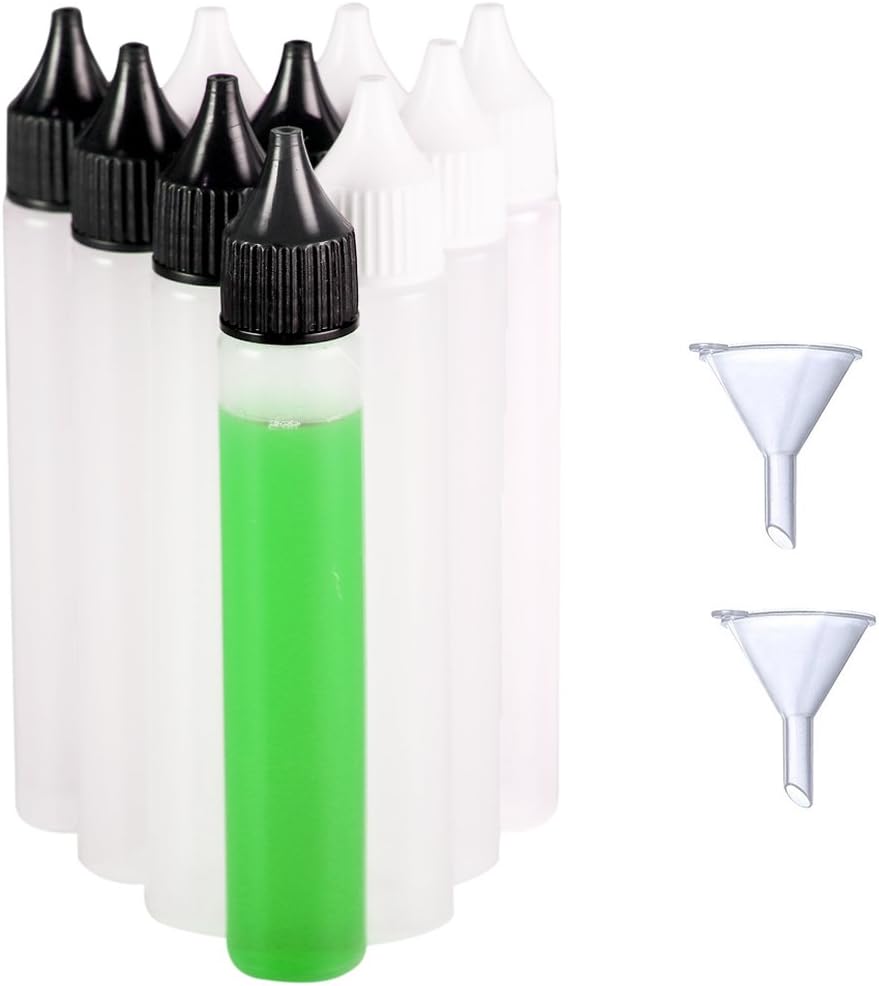 50 Pack x 30ml LDPE Plastic Unicorn Pen Shape Dropper Bottle, 1 oz Eliquid Applicator Bottle Liquid Dispensor Ink Bottle Squeezable Bottles (Transparent Bottle + White Cap)