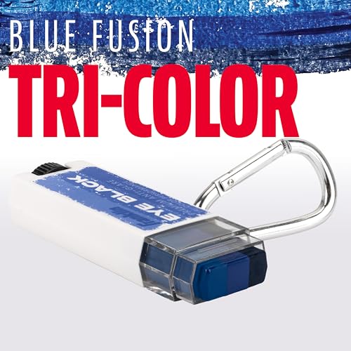 Image of Franklin Sports Eye Black Stick - Blue Fusion | Reduces Sun + Stadium Glare, Non-Toxic Beeswax Formula, Smudge-Proof for Lacrosse + Game Day, Includes Carabiner Clip