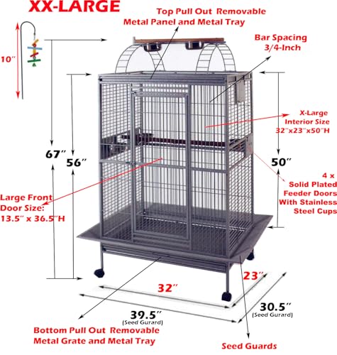 Mcage Xx-Large Double Ladders Open Play Top Wrought Iron Bird Parrot Parttot Finch Macaw Cockatoo Cage thumb #1