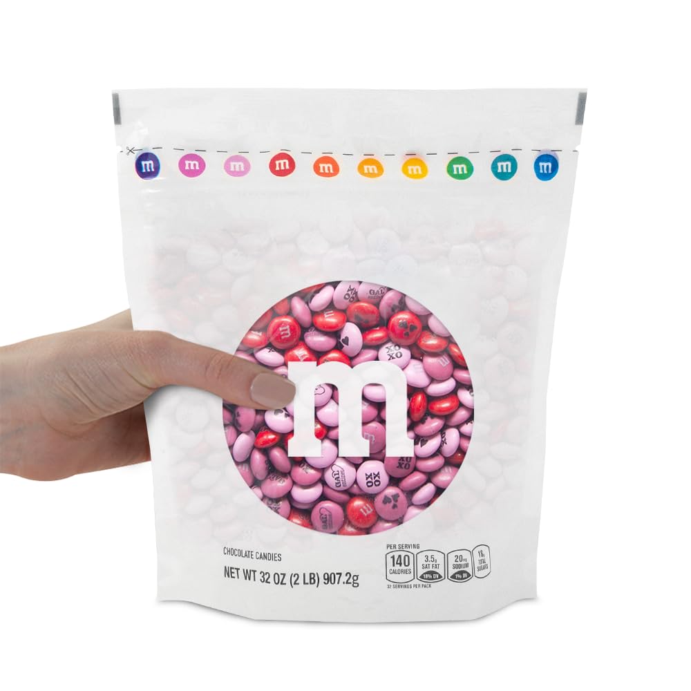 M&M’S WORLD Galentine’s Day Chocolate Candy, 2 lbs, Celebrate Love With Your Galentine’s, Unique Gift for Friends, Singles, and Parties, Create DIY Party Favors