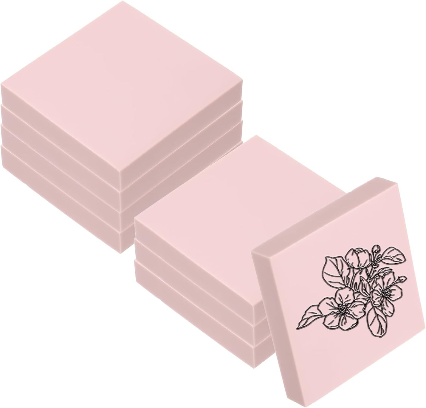 PATIKIL 8Pcs 2X2" Rubber Carving Blocks, Soft Linoleum Art Carving Block Square Crafts Stamp Making for Printmaking Stamps Carving Supplies, Pink