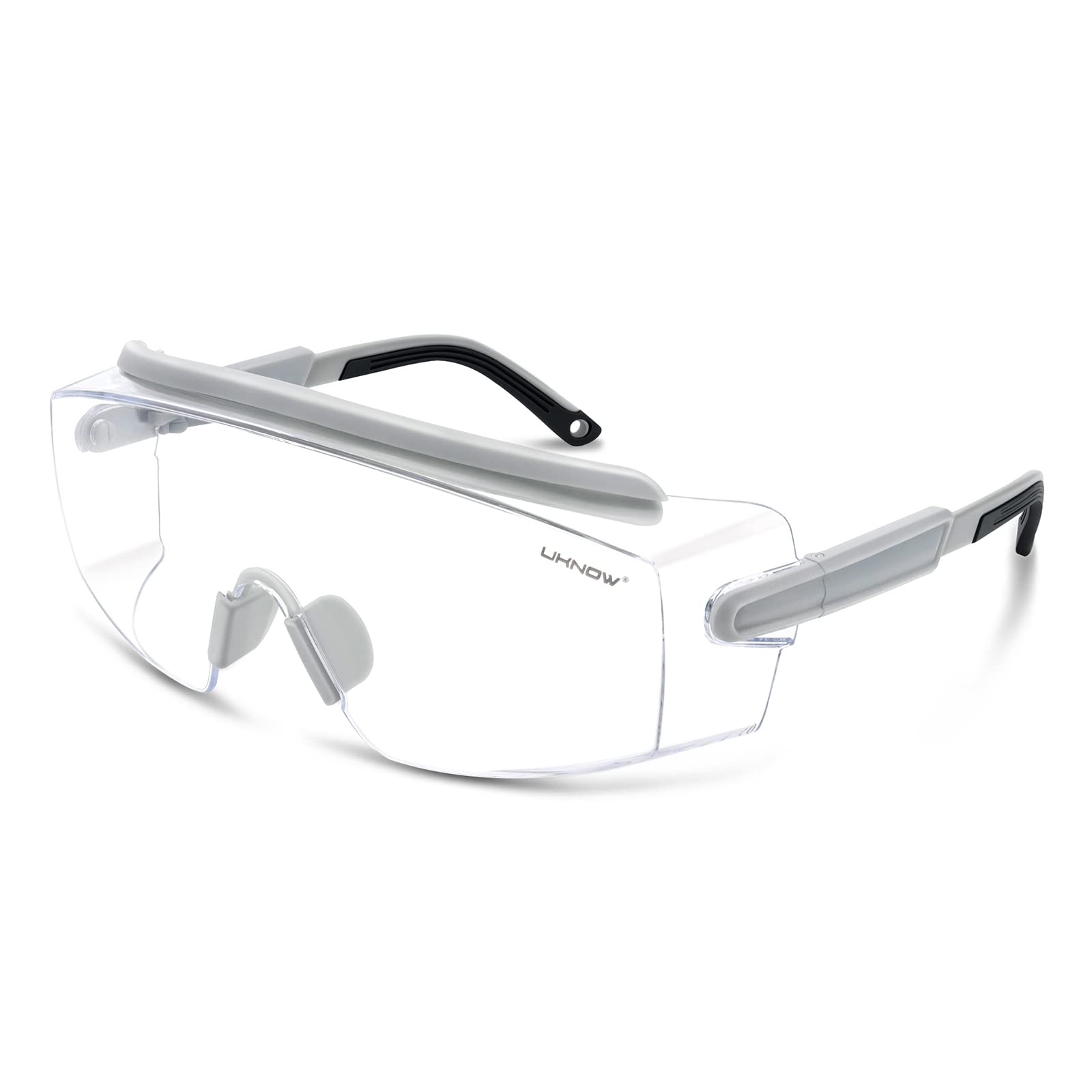 UKNOW Gafas de seguridad sobre gafas, gafas de seguridad antivaho envolvente, gafas protectoras ANSI Z87.1
