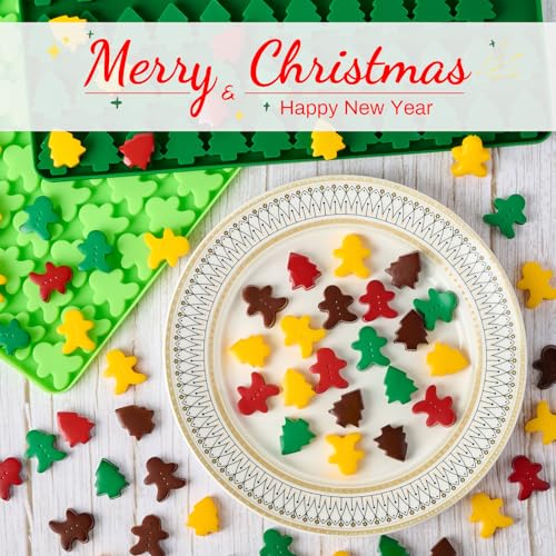 Joersh Mini Christmas Molds Christmas Tree And Gingerbread Man Silicone Molds Nonstick For Hard Candy, Gummy, Caramels, Chocolate, Ganache, Ice Cubes thumb #4