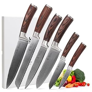 Wakoli EDIB 6-Piece Damascus Knife ...