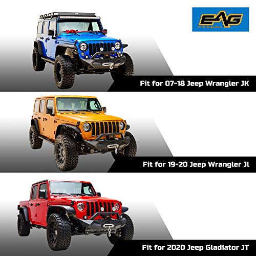 Eag Steel Front Bumper With Winch Plate Fit For 18-22 Jl Wrangler #TOP4