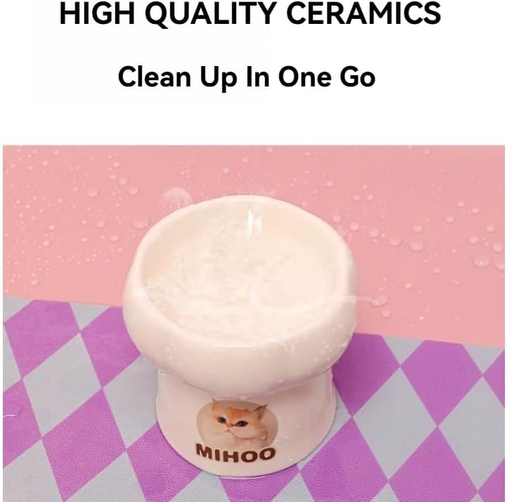 Custom Ceramic Pet Bowls,Personalized Photo Elevated Cat Food Bowl,Prevent Neck & Whisker Fatigue,Pet Birthday Party Gift