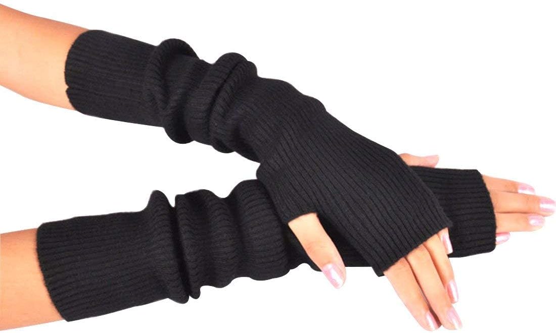 Novawo Wool Blend Warm Arm Warmers Super Soft Long Fingerless Gloves for Women - Image 4
