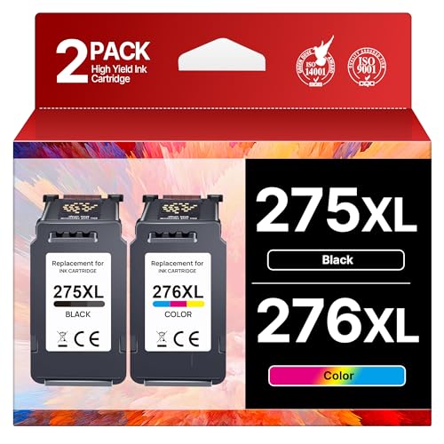 PG-275XL CL-276XL Replacement for Canon 275 and 276 Ink Cartridges for Canon Ink 275 and 276 275XL 276XL Combo Pack Use to PIXMA TR4720 TS3522 TR4700 TS3722 TS3500 TS3520 TS3720 TR4722 (2 Pack)