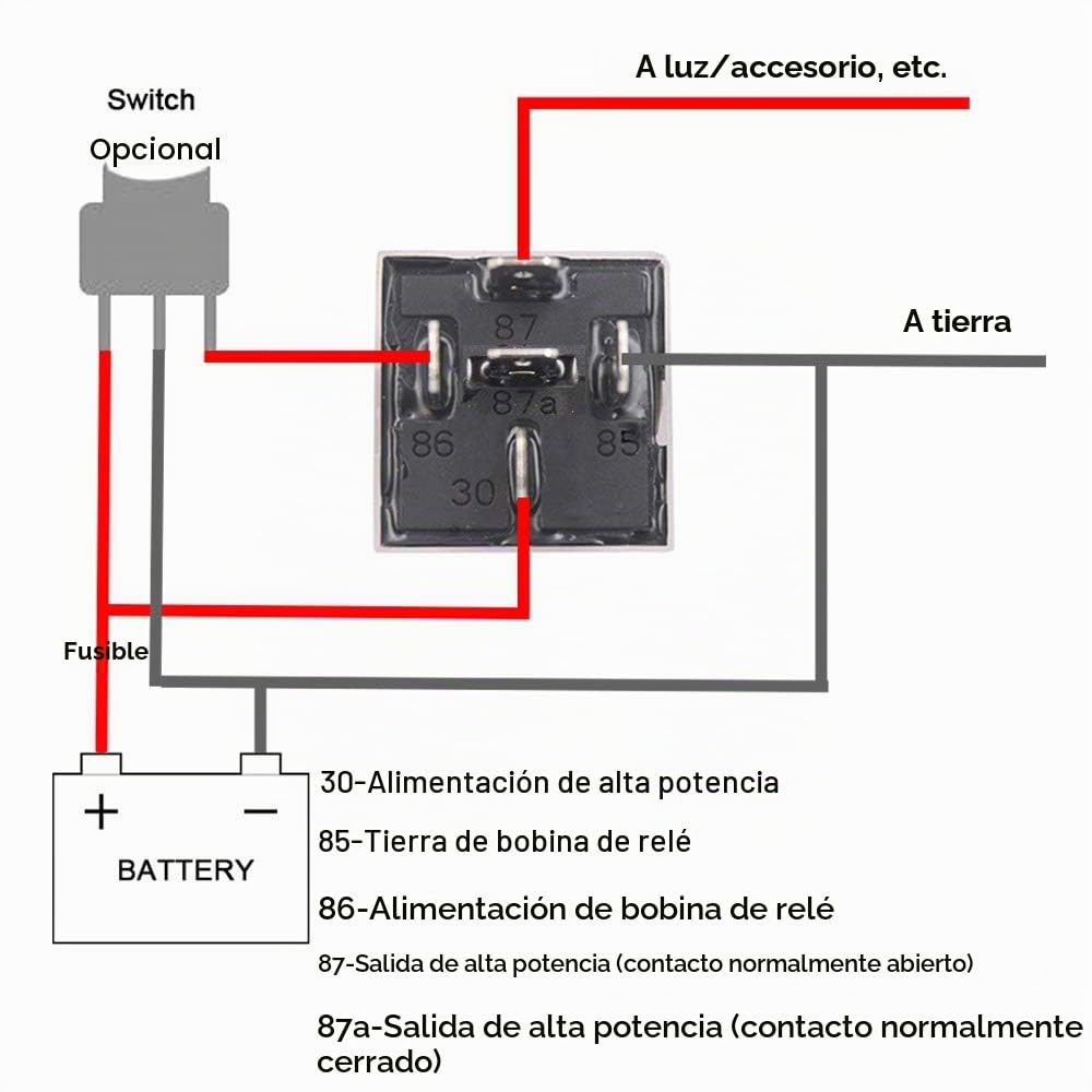5 Piezas 5 Pines Coche Relé, 12V 40A SPDT Relé Automotriz con Toma de Arnés y 14/16 AWG Precableado, para Auto Camión Barco (Negro)