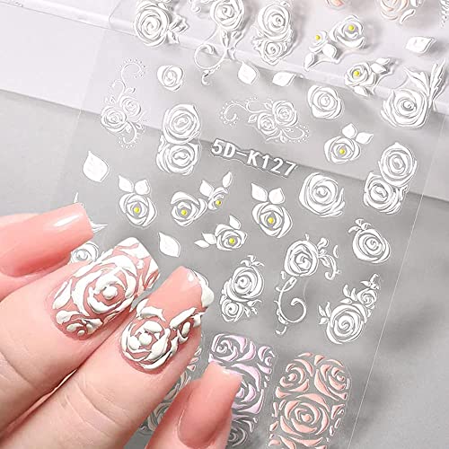 Nail Stickers For Nail Art, Cute 3D Self-Adhesive Nail Decals Diy Nail Art Supplies For Nail Decorations Designer, French Nail Tattoos For Women Girls Kids, Luxury Pegatinas Para Uñas With Flowers Leaves Animals Plants Fruits Nails Designs Accessories(4 Sheets) #TOP5