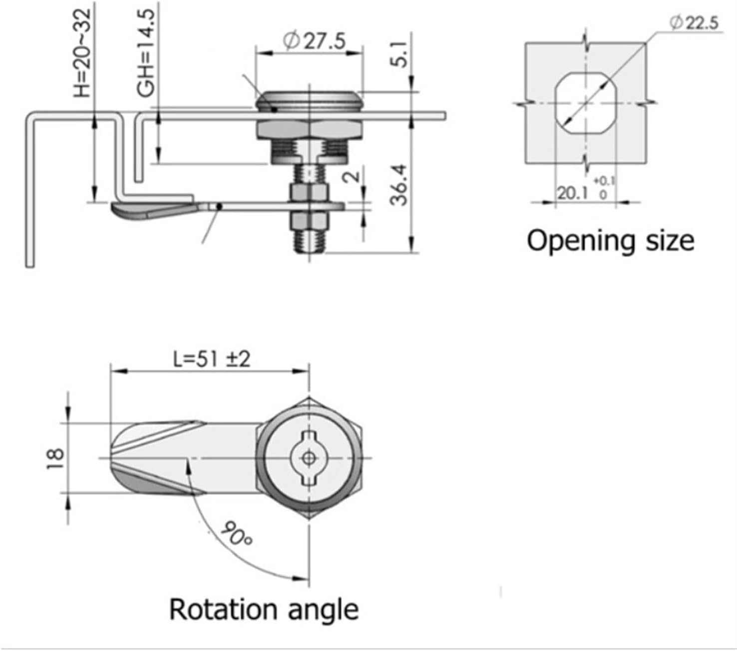 Rotary Tongue Lock Cam Cylinder Locks Door Cinet Mailbox Drawer Cupboard Locker Security Furniture Locks with Key Hardware 1Pcs