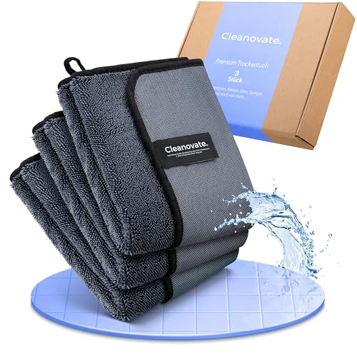 Cleanovate XL Trockentuch (DAS ORIGINAL) extrem saugstark ehemals Shiny Bath XXL entfernt mühelos Kalkrückstände Trockentuch aus Mikrofaser für Dusche und Bad (3 Tücher)
