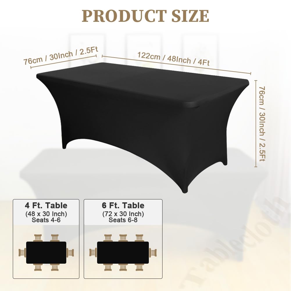 AMFUN 2 Pack 4FT Kitchen Spandex Table Cloth, Stretch Rectangular Table Cloth,Tight - Image 2